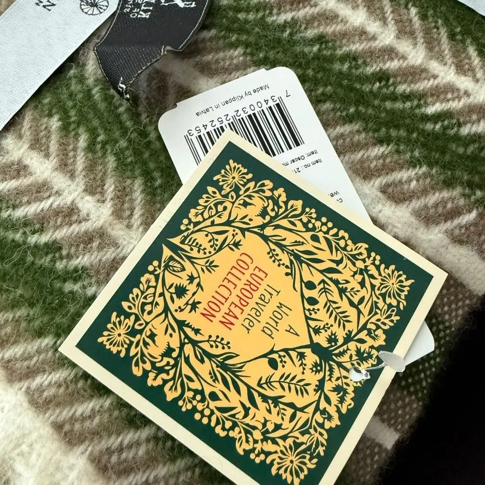 Klippan Oscar Throw Blanket 100% Eco Lambswool Multi Green 51x78” New with Tags